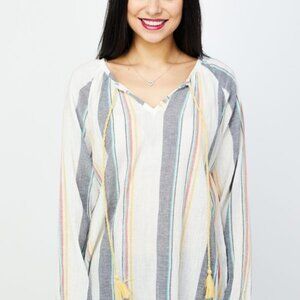 RD & KoKo Multi Striped Peasant With Tassle Tie Size Large